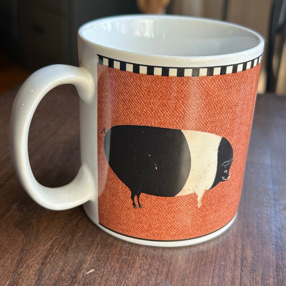 Warren Kimble Mug Country Barnyard Animals Oneida Brandon House Cup Red Pig